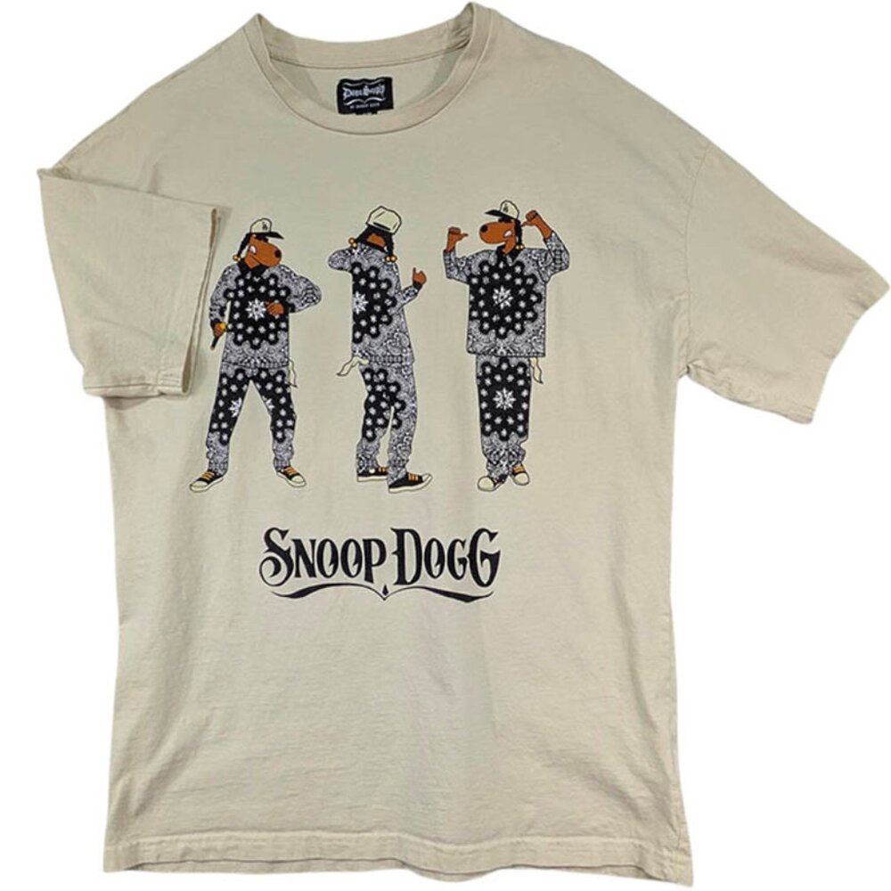 Dogg‎ Supply Snoop Dogg T Shirt Mens M Ivory Y2K 90's West Coast Hip Hop Urban